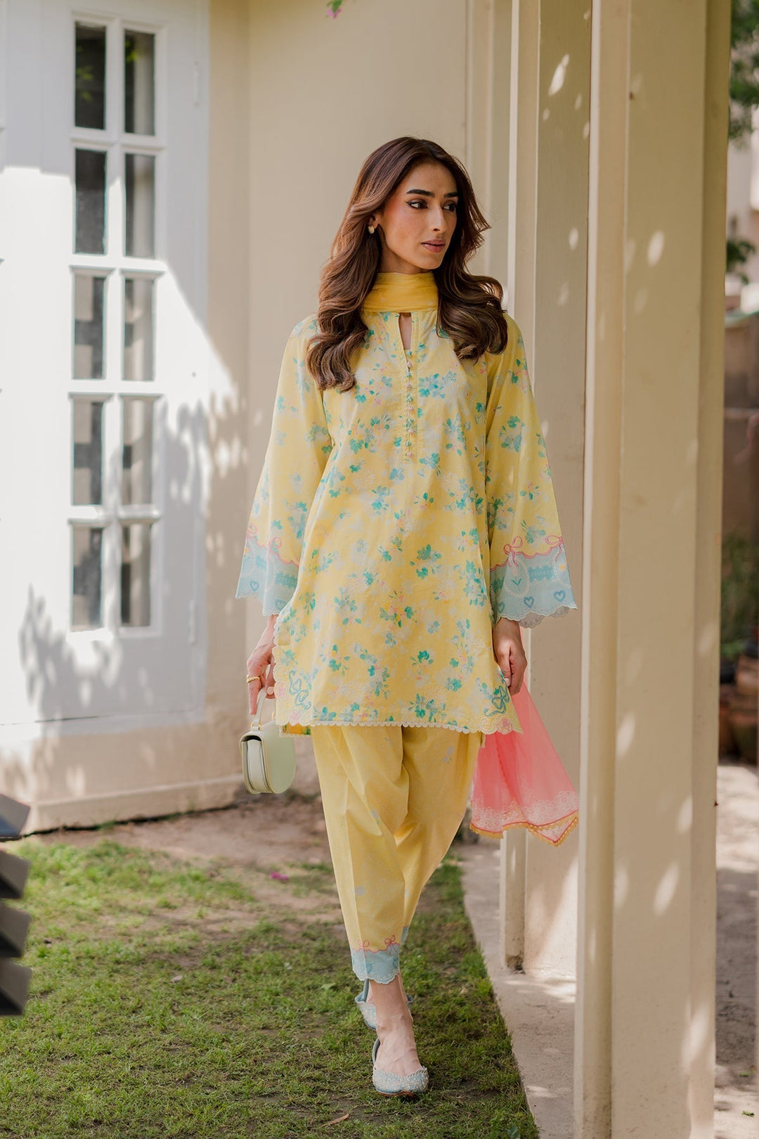 Nura by Sahar RTW Embroidered Cambric Co-Ord Sets Suit Cotton candy Casual Collection
