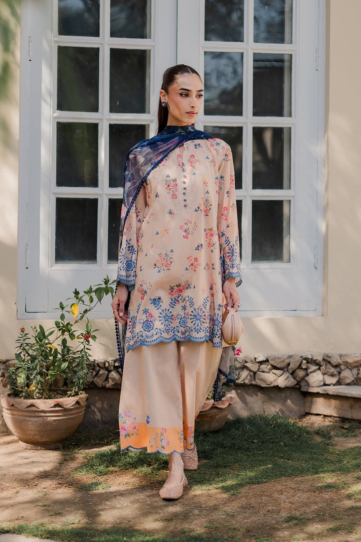 Nura by Sahar RTW Embroidered Cambric Co-Ord Sets Suit Peach Iced Tea Casual Collection