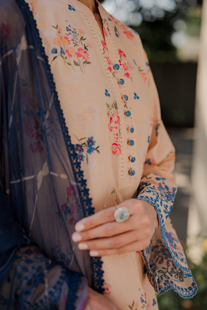 Nura by Sahar RTW Embroidered Cambric Co-Ord Sets Suit Peach Iced Tea Casual Collection