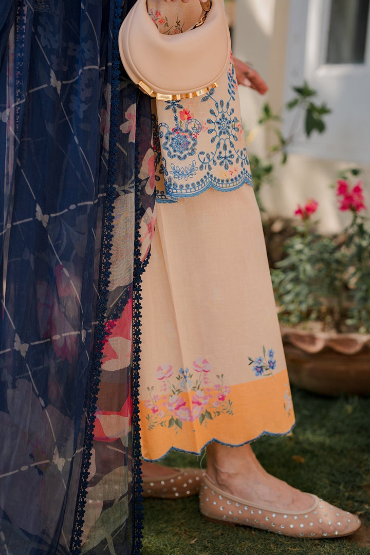 Nura by Sahar RTW Embroidered Cambric Co-Ord Sets Suit Peach Iced Tea Casual Collection