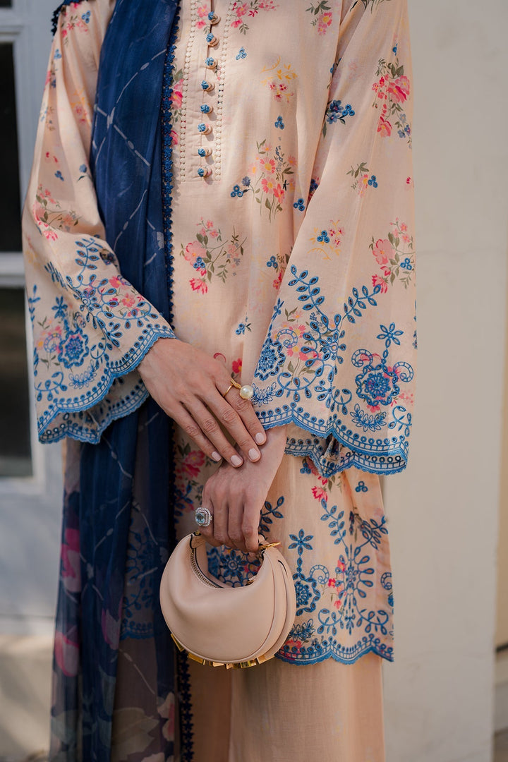 Nura by Sahar RTW Embroidered Cambric Co-Ord Sets Suit Peach Iced Tea Casual Collection