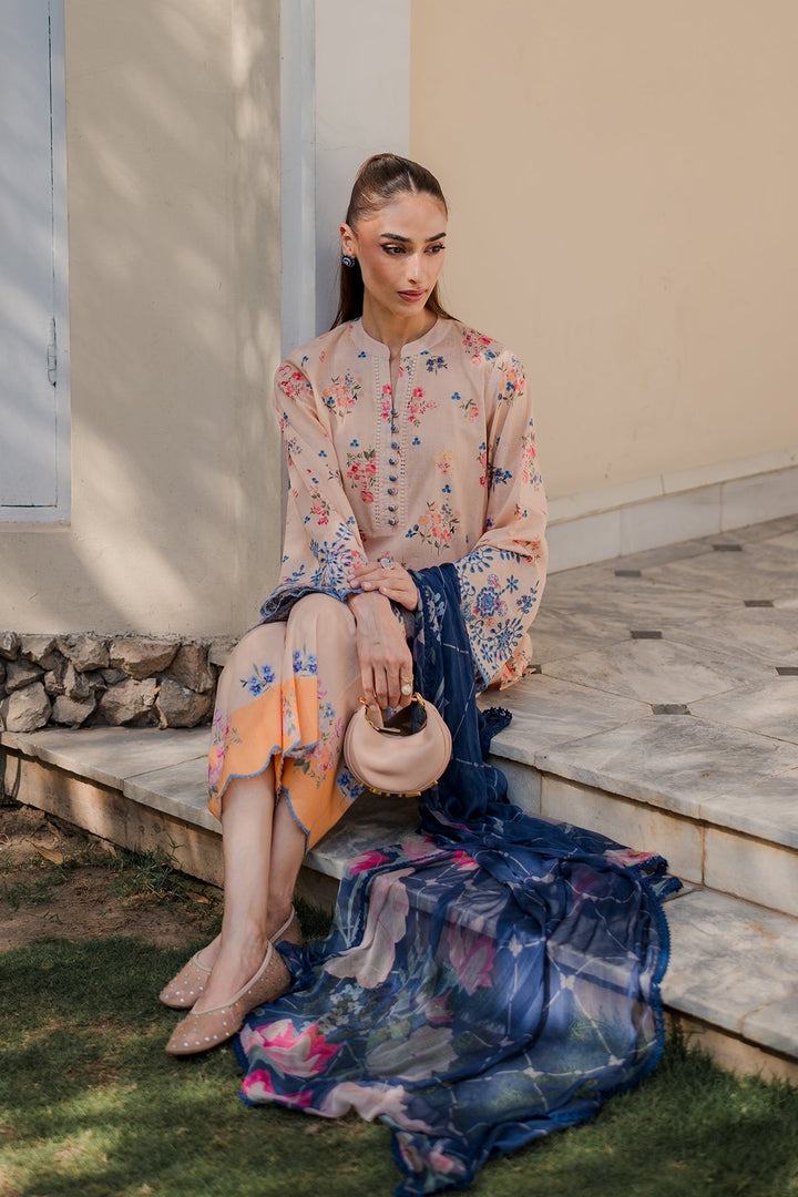 Nura by Sahar RTW Embroidered Cambric Co-Ord Sets Suit Peach Iced Tea Casual Collection