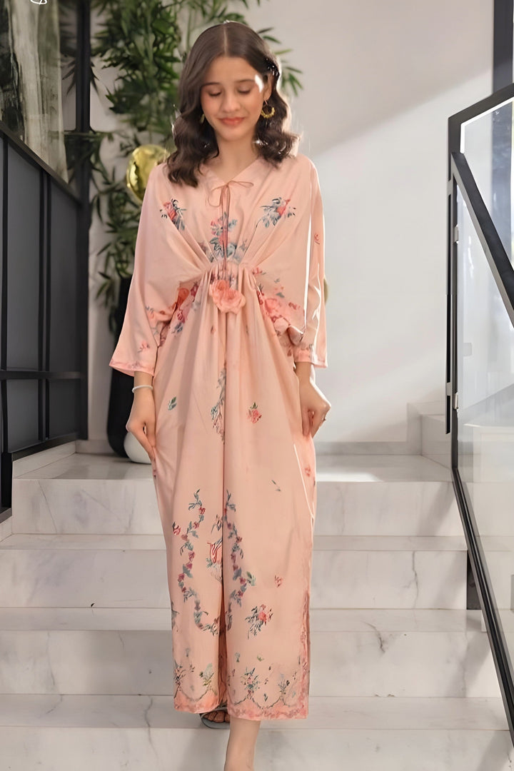 Sprinkles Girls Pret Kaftan Printed Dull Crepe Peach Petal SPDR922 - Summer Collection