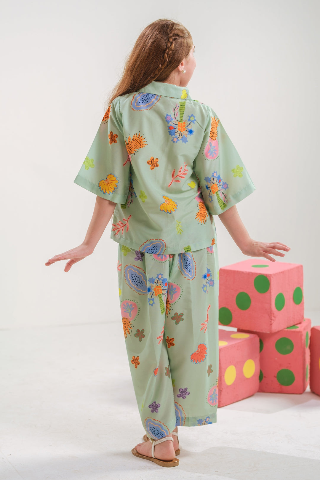 Sprinkles Girls RTW Printed Poly 2 Piece Suit Mint Bloom Casual Collection