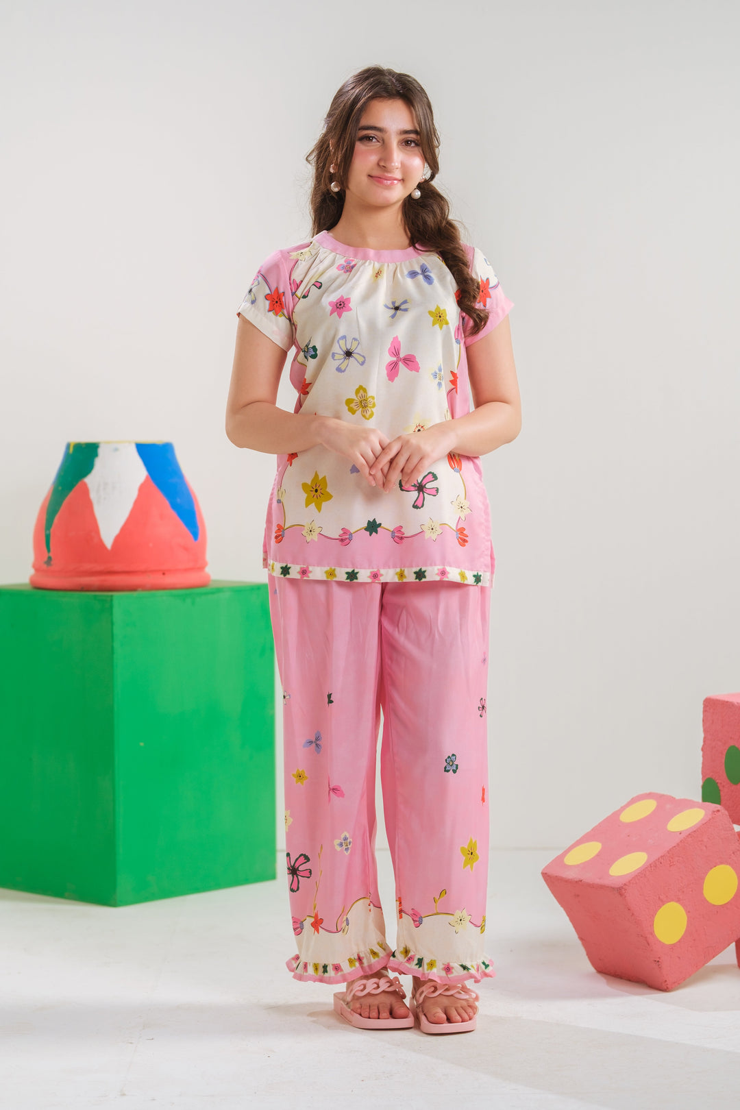 Sprinkles Girls RTW Printed Poly 2 Piece Suit Petite Petal Casual Collection