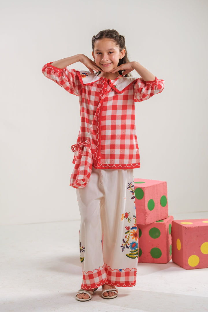 Sprinkles Girls RTW Printed Poly 2 Piece Suit Vivd Gingham Casual Collection