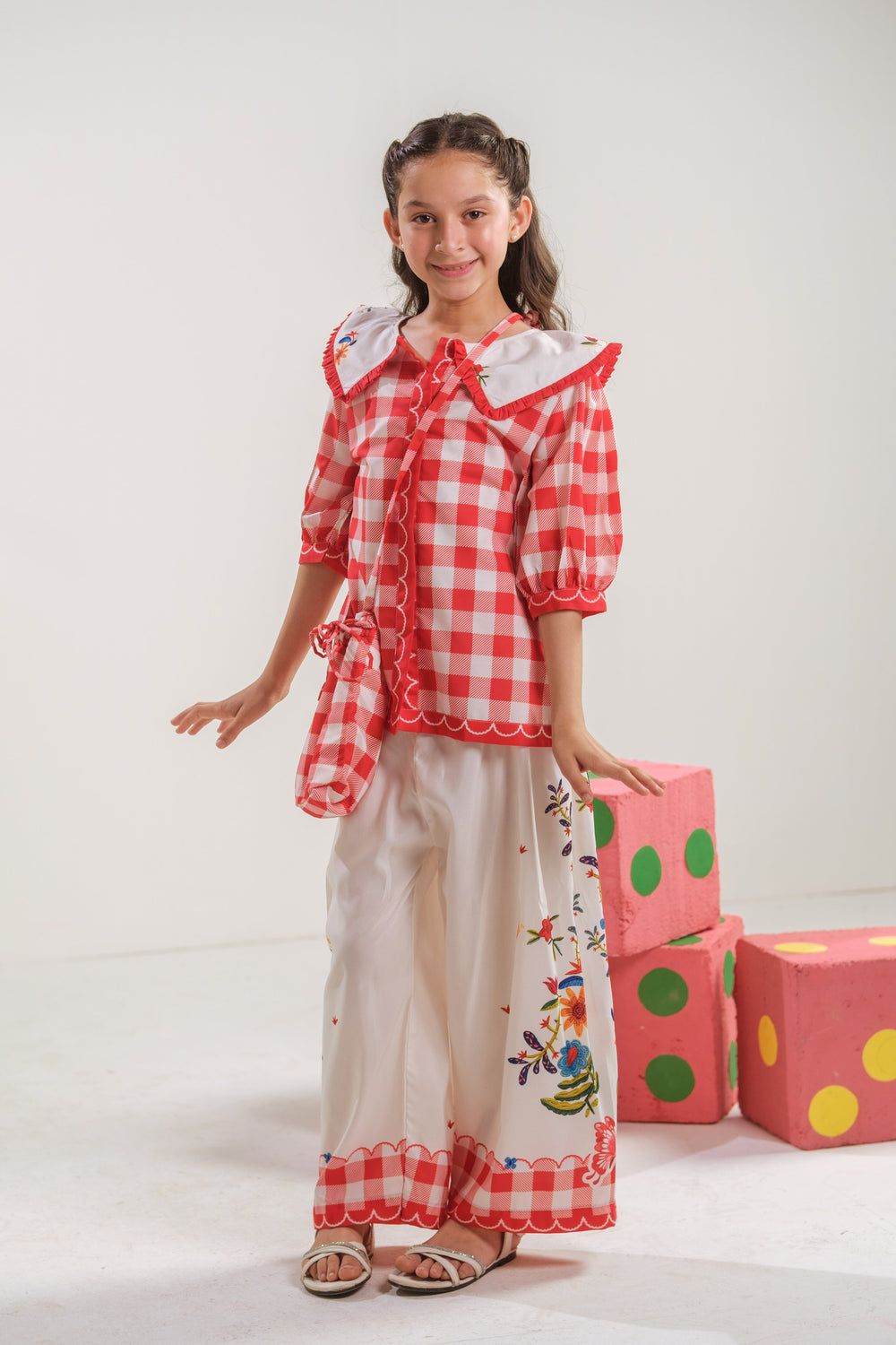 Sprinkles Girls RTW Printed Poly 2 Piece Suit Vivd Gingham Casual Collection