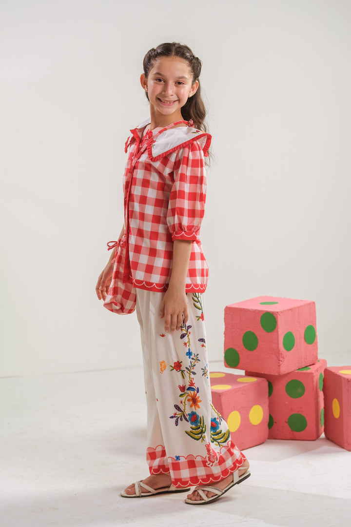 Sprinkles Girls RTW Printed Poly 2 Piece Suit Vivd Gingham Casual Collection