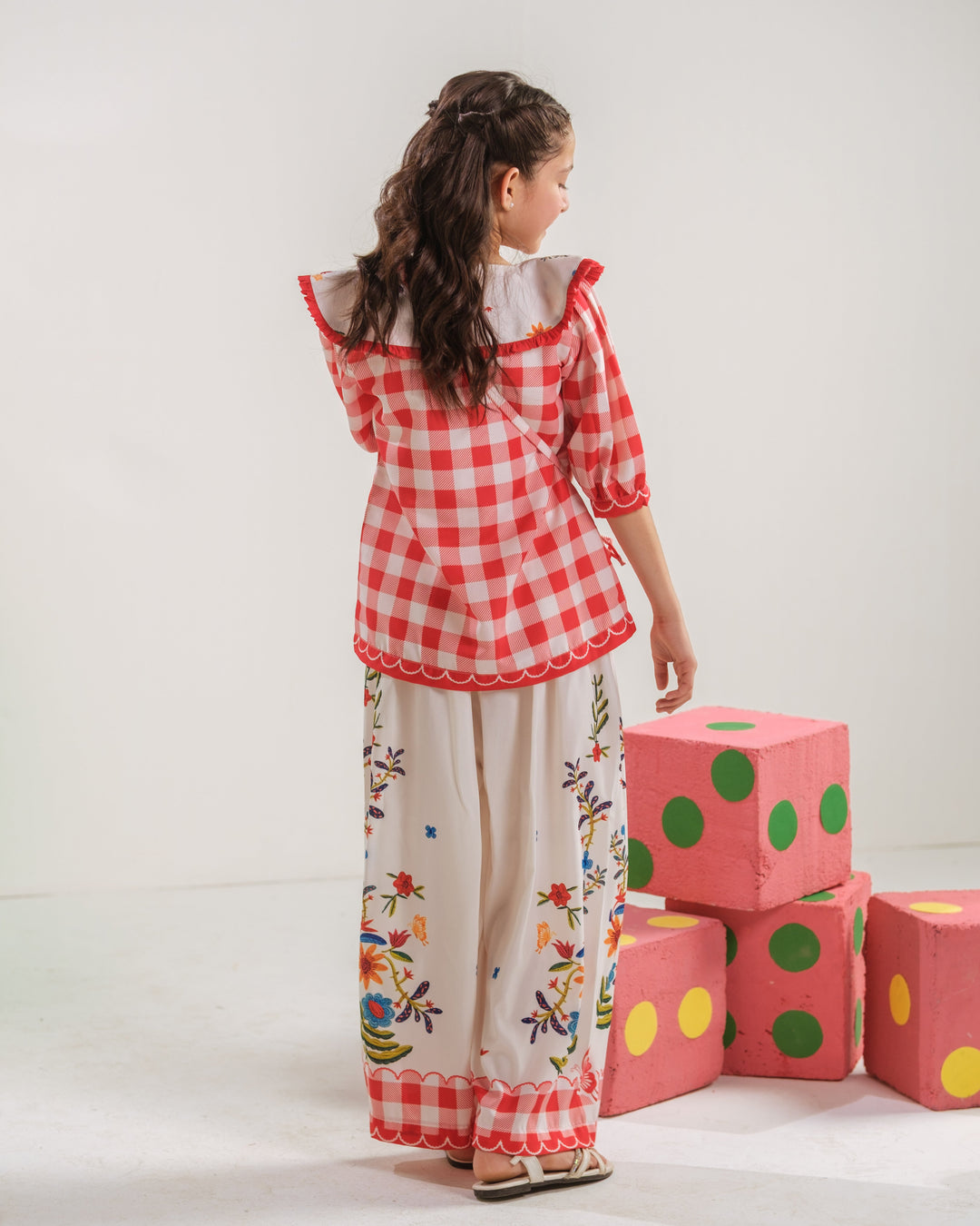 Sprinkles Girls RTW Printed Poly 2 Piece Suit Vivd Gingham Casual Collection