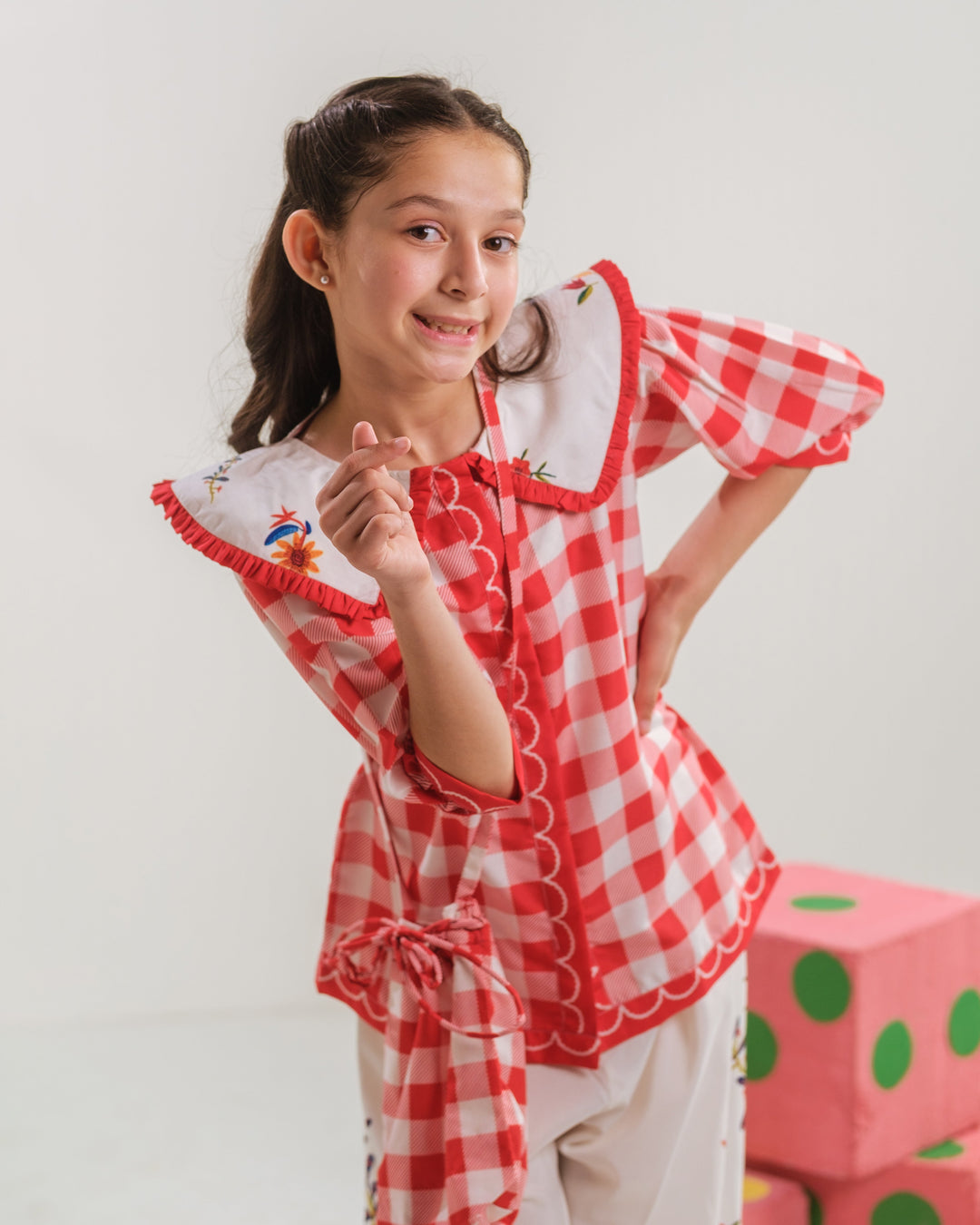 Sprinkles Girls RTW Printed Poly 2 Piece Suit Vivd Gingham Casual Collection