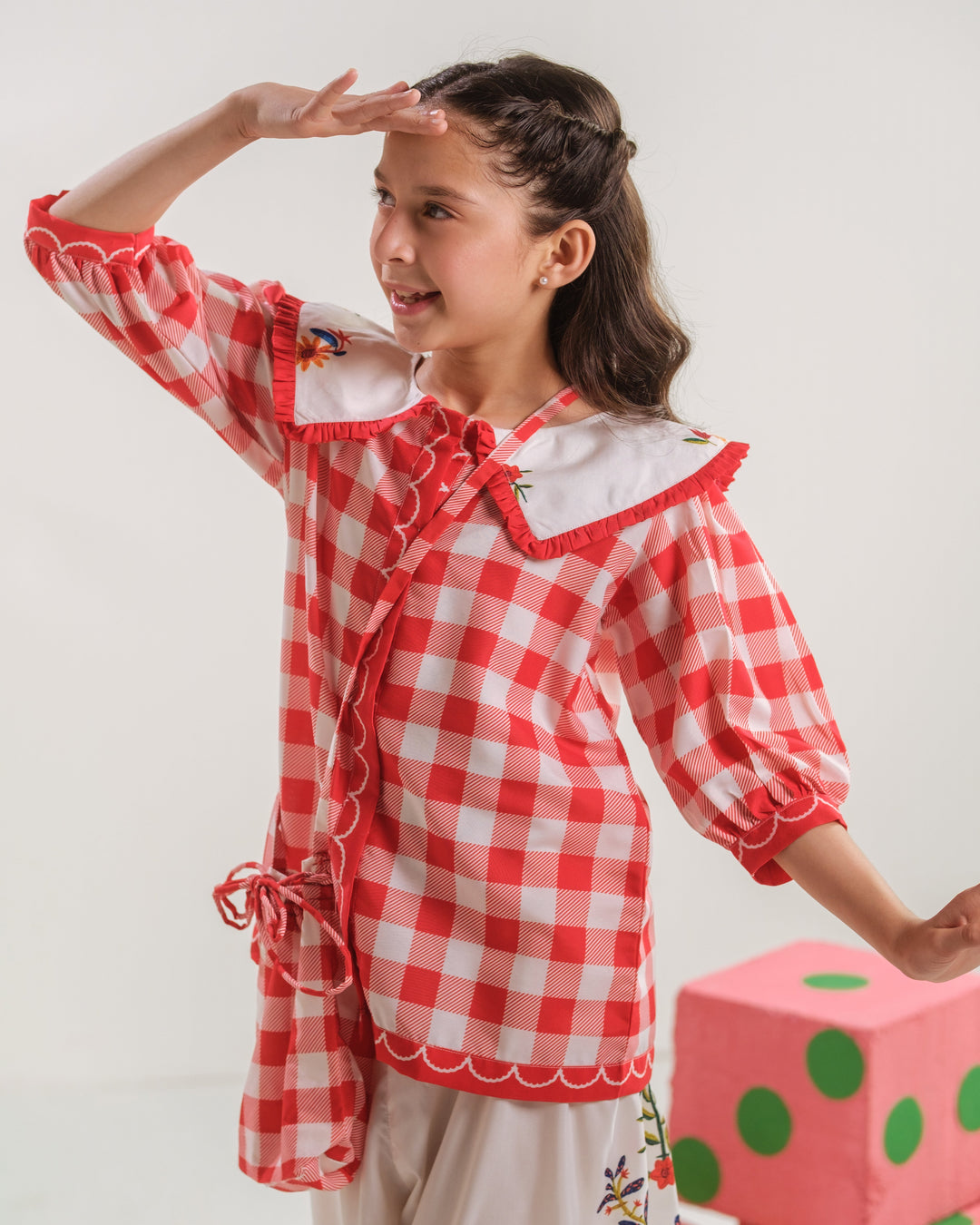 Sprinkles Girls RTW Printed Poly 2 Piece Suit Vivd Gingham Casual Collection