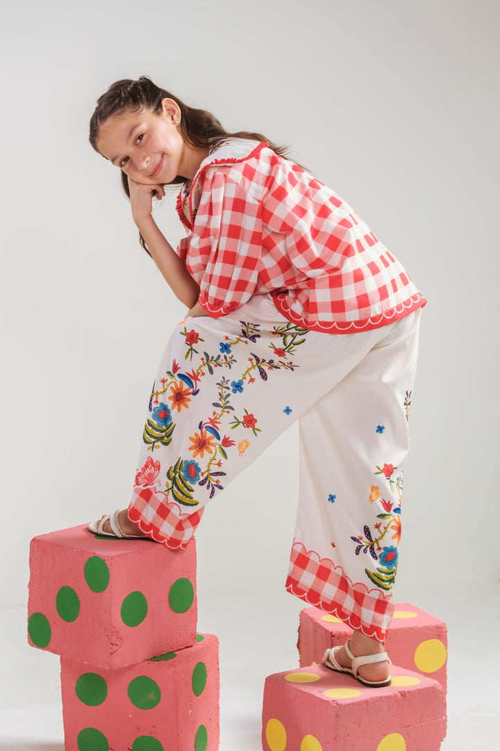 Sprinkles Girls RTW Printed Poly 2 Piece Suit Vivd Gingham Casual Collection