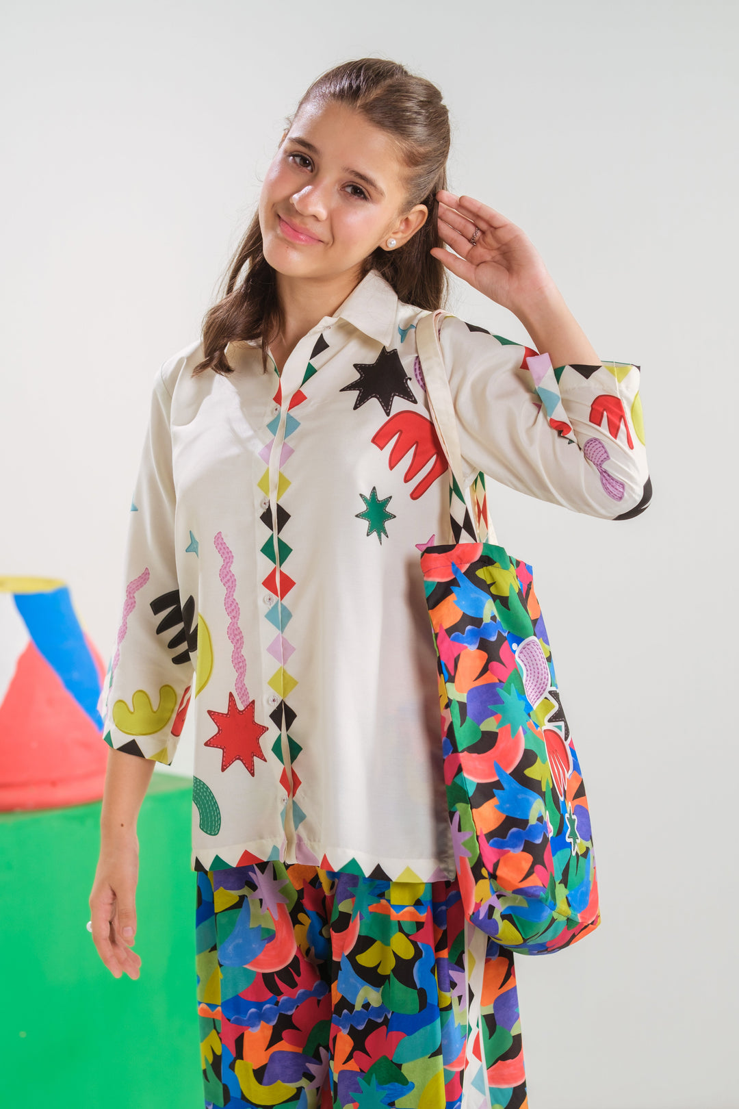 Sprinkles Girls RTW Printed Poly 2 Piece Suit Celestial Doodle Casual Collection