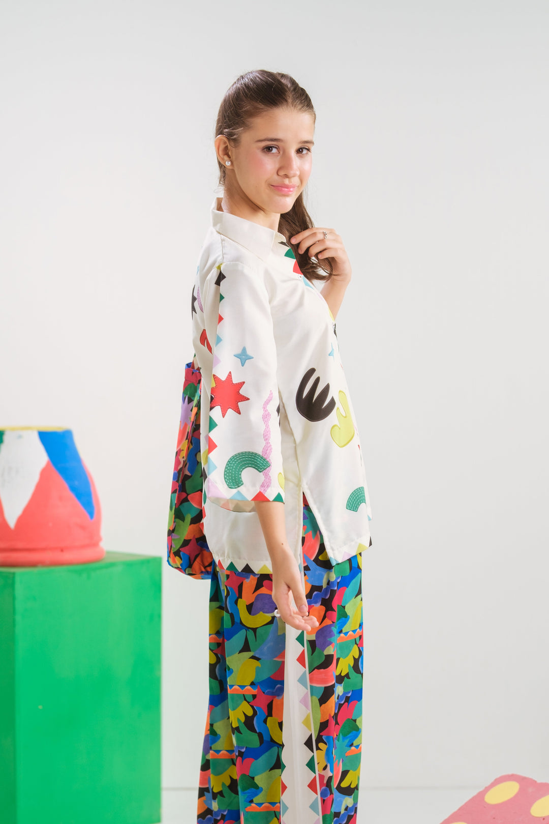 Sprinkles Girls RTW Printed Poly 2 Piece Suit Celestial Doodle Casual Collection