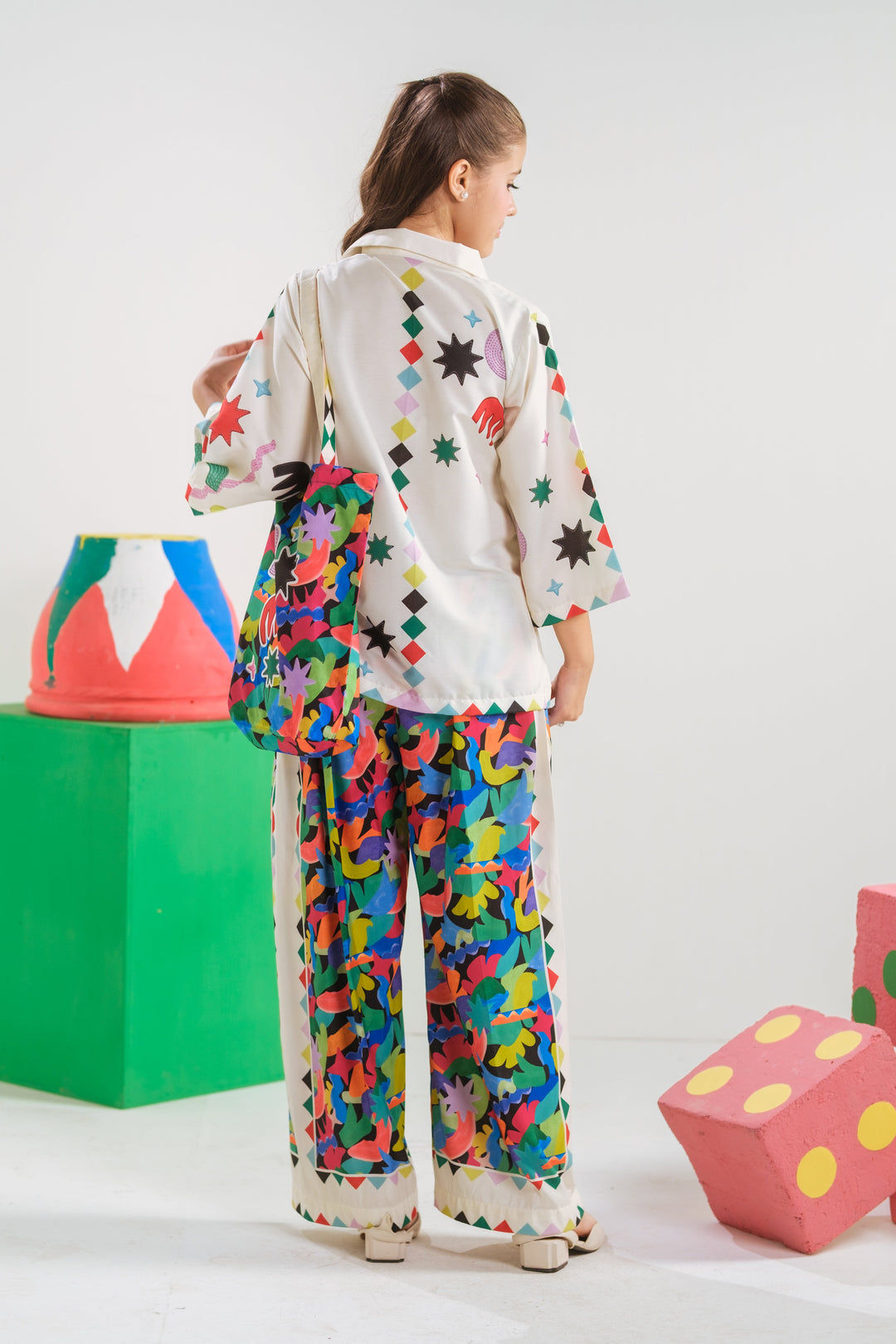 Sprinkles Girls RTW Printed Poly 2 Piece Suit Celestial Doodle Casual Collection