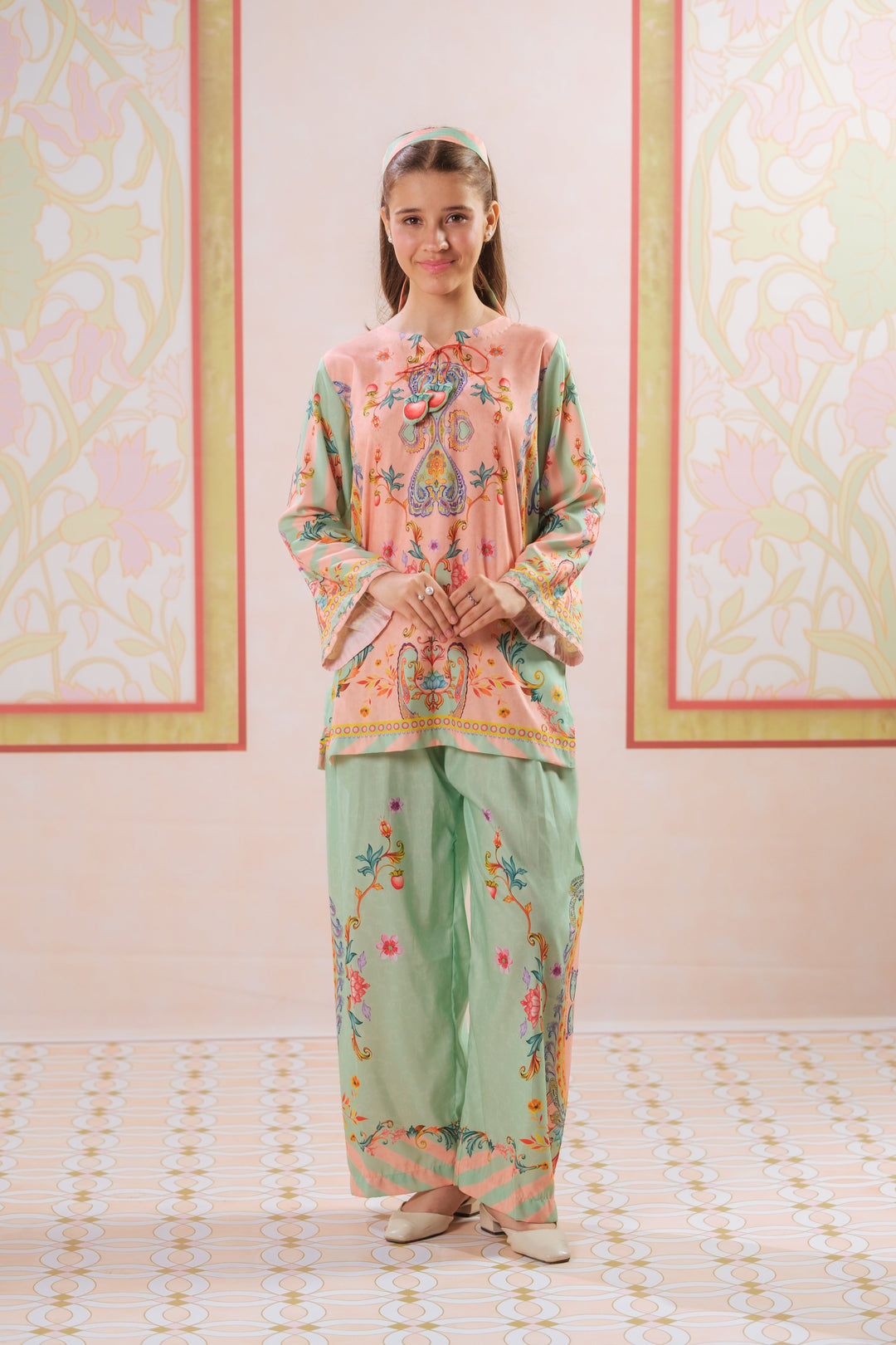 Sprinkles Girls RTW Printed Poly 2 Piece Suit Vibrant Fusion Casual Collection