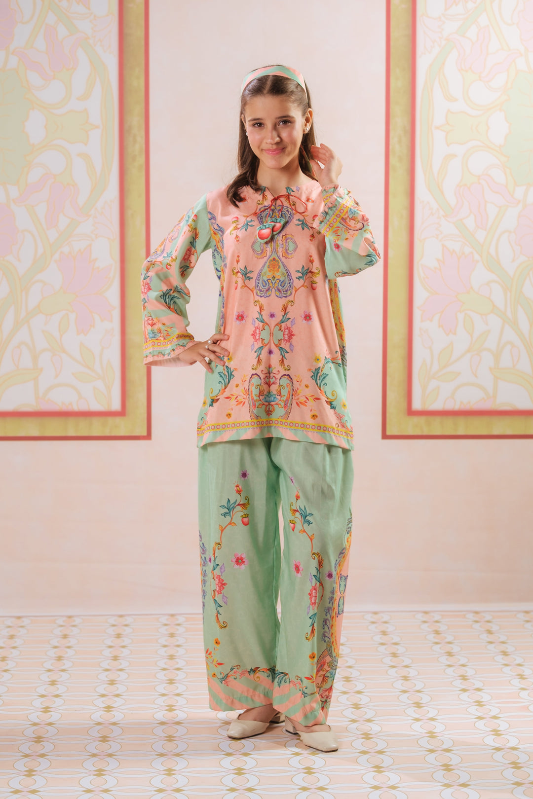 Sprinkles Girls RTW Printed Poly 2 Piece Suit Vibrant Fusion Casual Collection