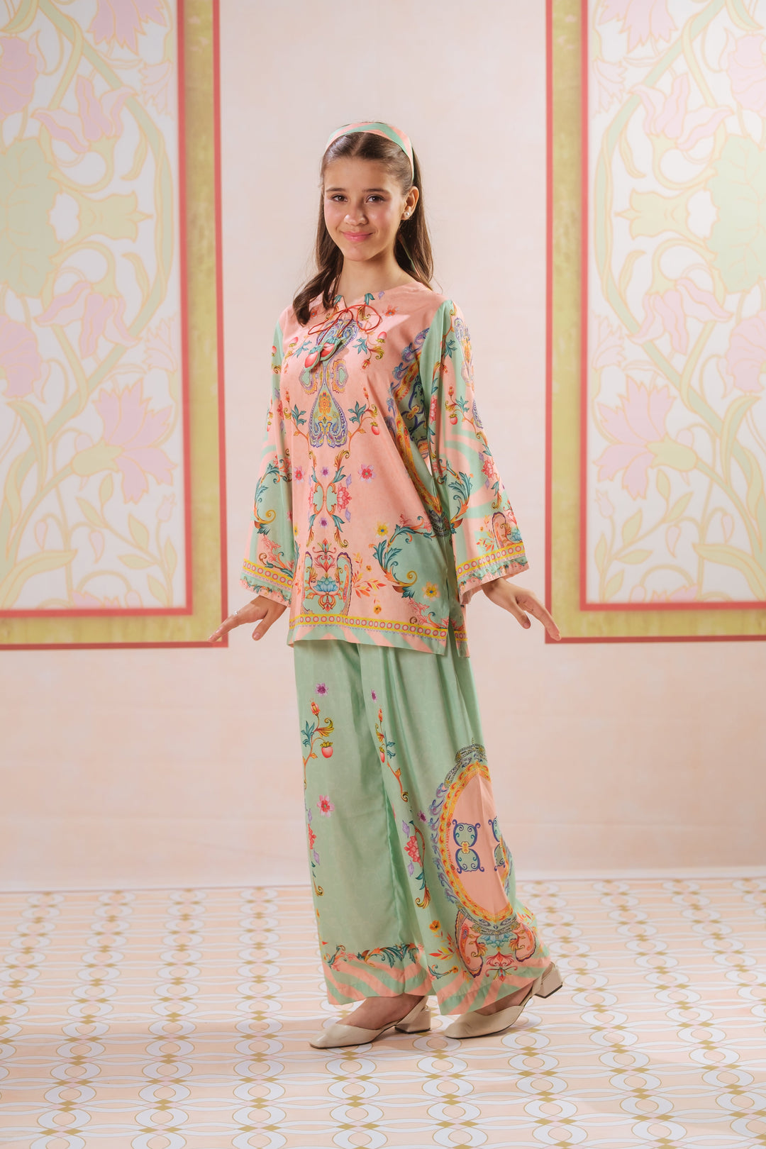 Sprinkles Girls RTW Printed Poly 2 Piece Suit Vibrant Fusion Casual Collection