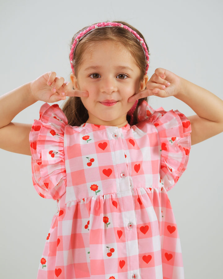 Sprinkles Girls RTW Printed Poly 1 Piece Suit Cherry Pop Festive Collection
