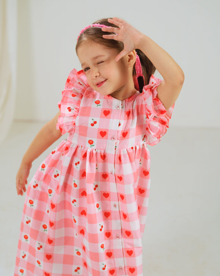 Sprinkles Girls RTW Printed Poly 1 Piece Suit Cherry Pop Festive Collection