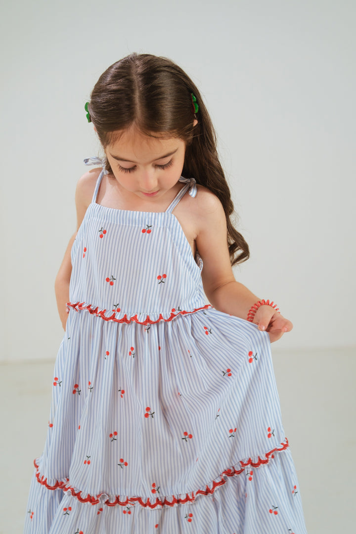Sprinkles Girls RTW Printed Poly 1 Piece Suit Berry Stripe Dress Festive Collection