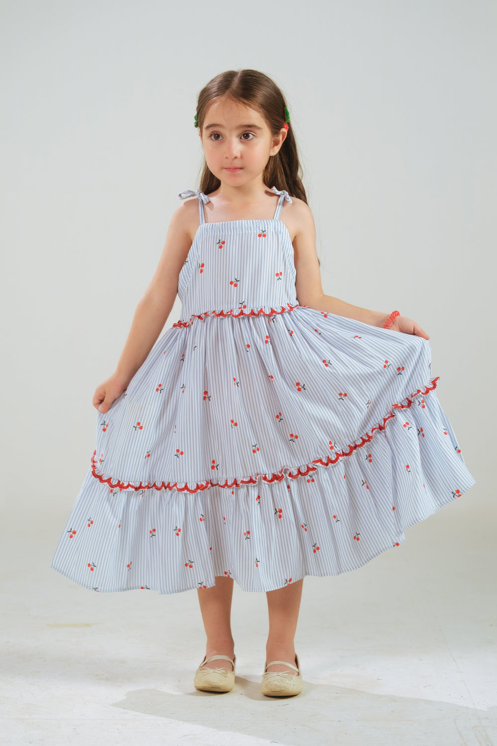 Sprinkles Girls RTW Printed Poly 1 Piece Suit Berry Stripe Dress Festive Collection