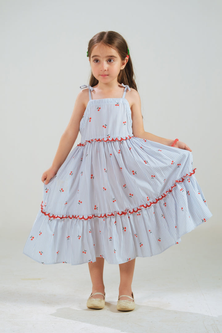 Sprinkles Girls RTW Printed Poly 1 Piece Suit Berry Stripe Dress Festive Collection