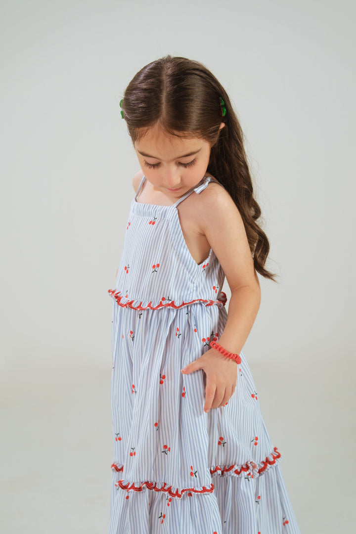 Sprinkles Girls RTW Printed Poly 1 Piece Suit Berry Stripe Dress Festive Collection