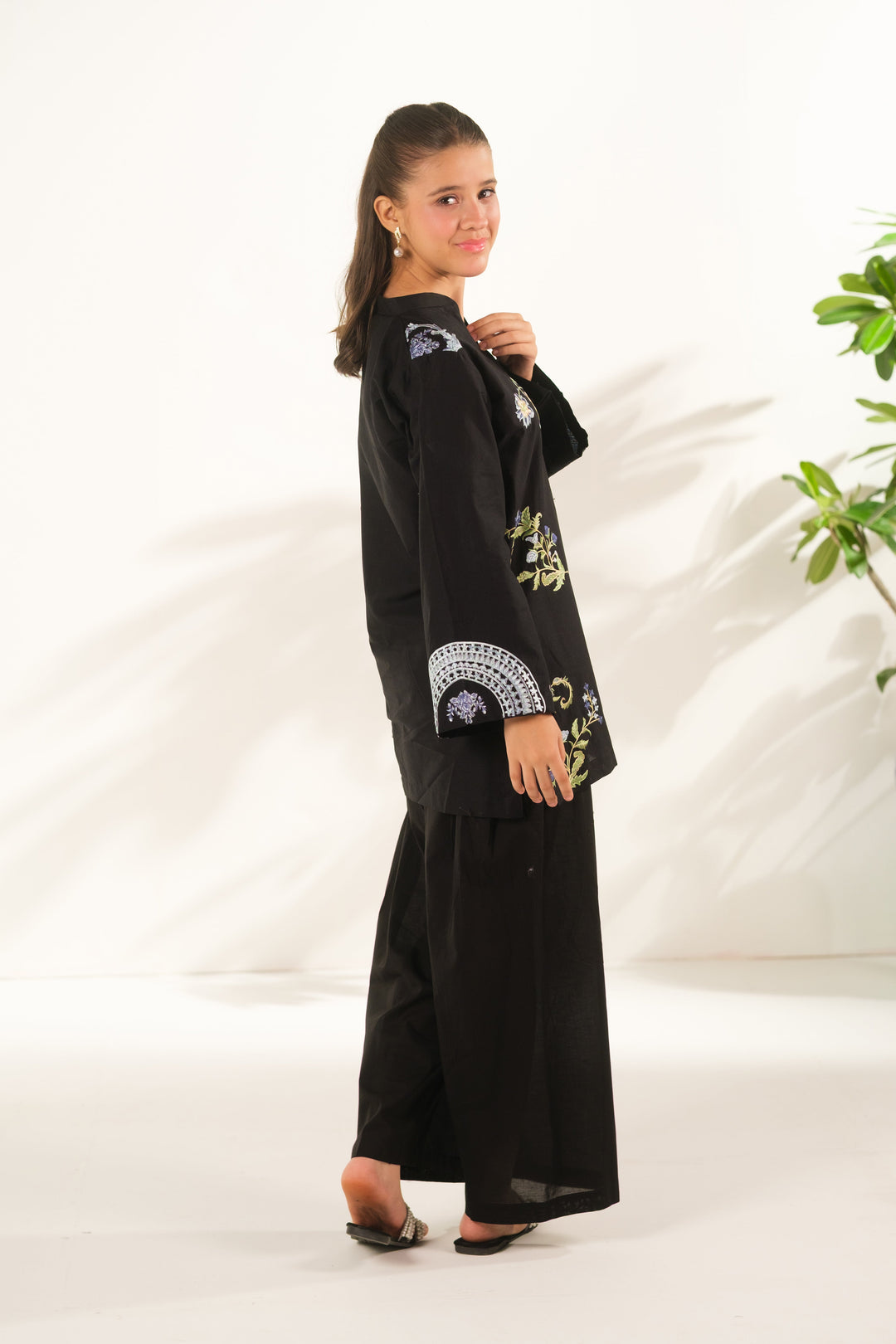Sprinkles Girls RTW Embroidered Cotton 2 Piece Suit Noir Garden Casual Collection