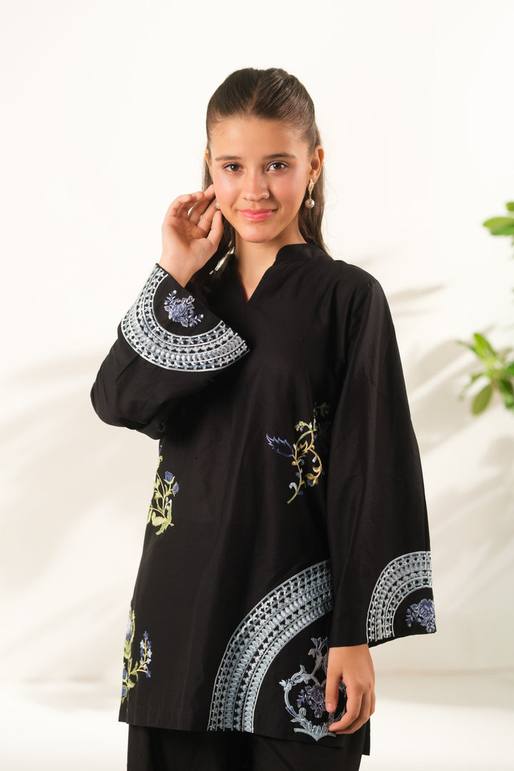 Sprinkles Girls RTW Embroidered Cotton 2 Piece Suit Noir Garden Casual Collection