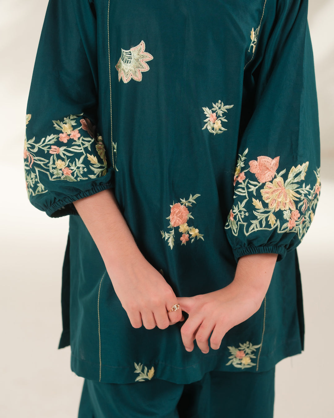 Sprinkles Girls RTW Embroidered Cotton 2 Piece Suit Teal Horizon Casual Collection