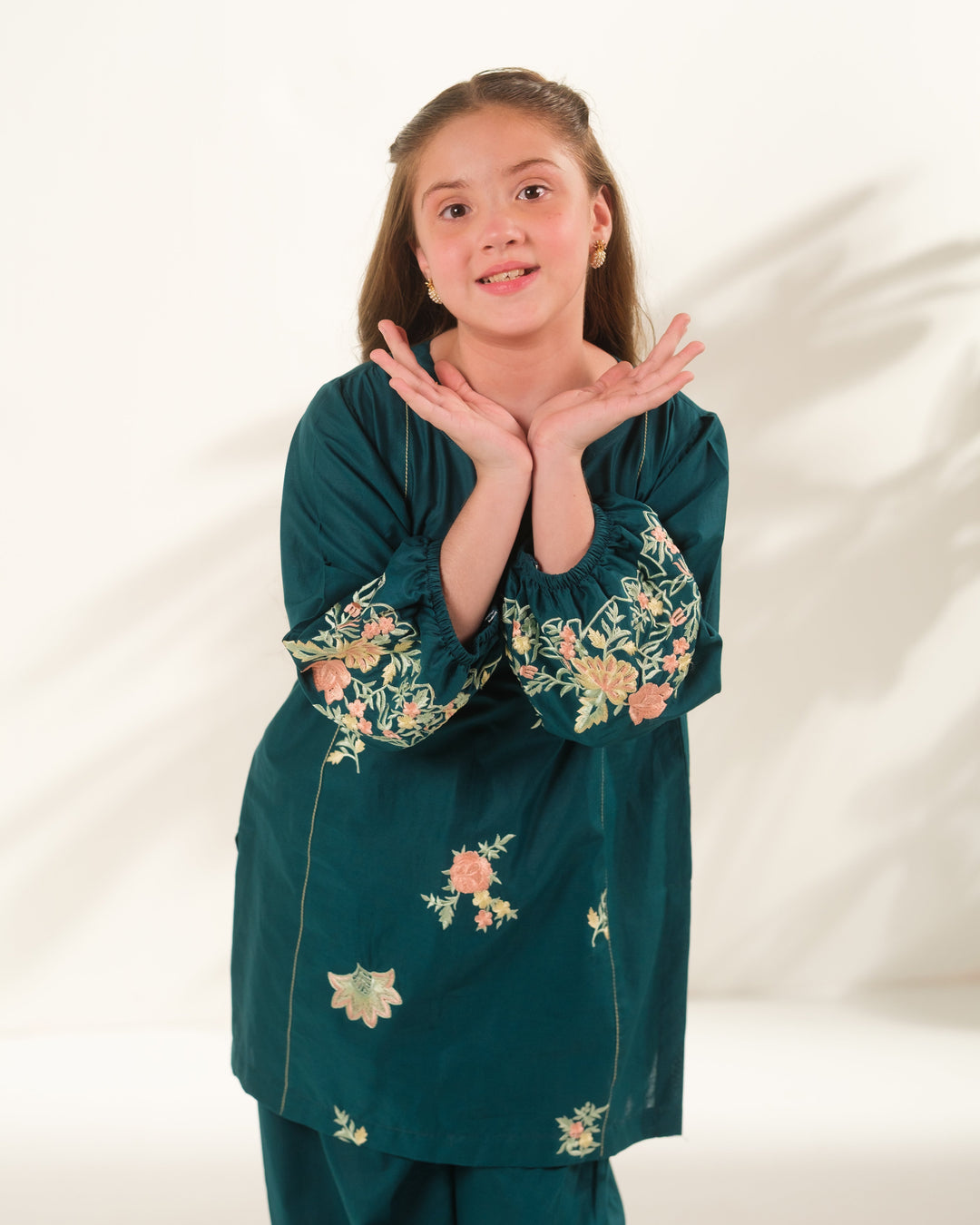 Sprinkles Girls RTW Embroidered Cotton 2 Piece Suit Teal Horizon Casual Collection