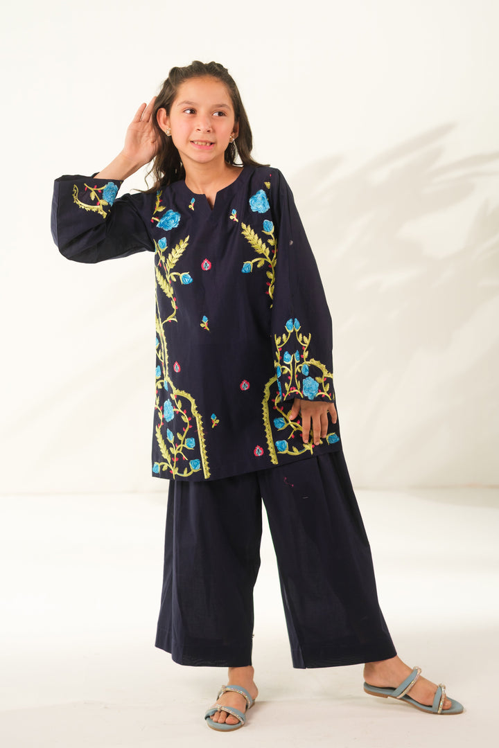 Sprinkles Girls RTW Embroidered Cotton 2 Piece Suit Cobalt Mosaic Casual Collection