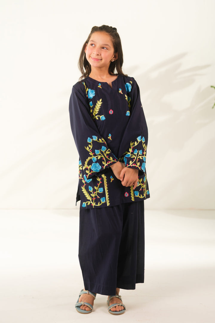 Sprinkles Girls RTW Embroidered Cotton 2 Piece Suit Cobalt Mosaic Casual Collection