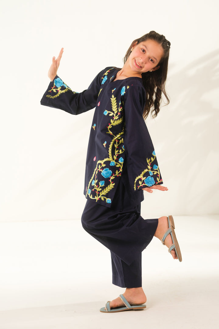 Sprinkles Girls RTW Embroidered Cotton 2 Piece Suit Cobalt Mosaic Casual Collection