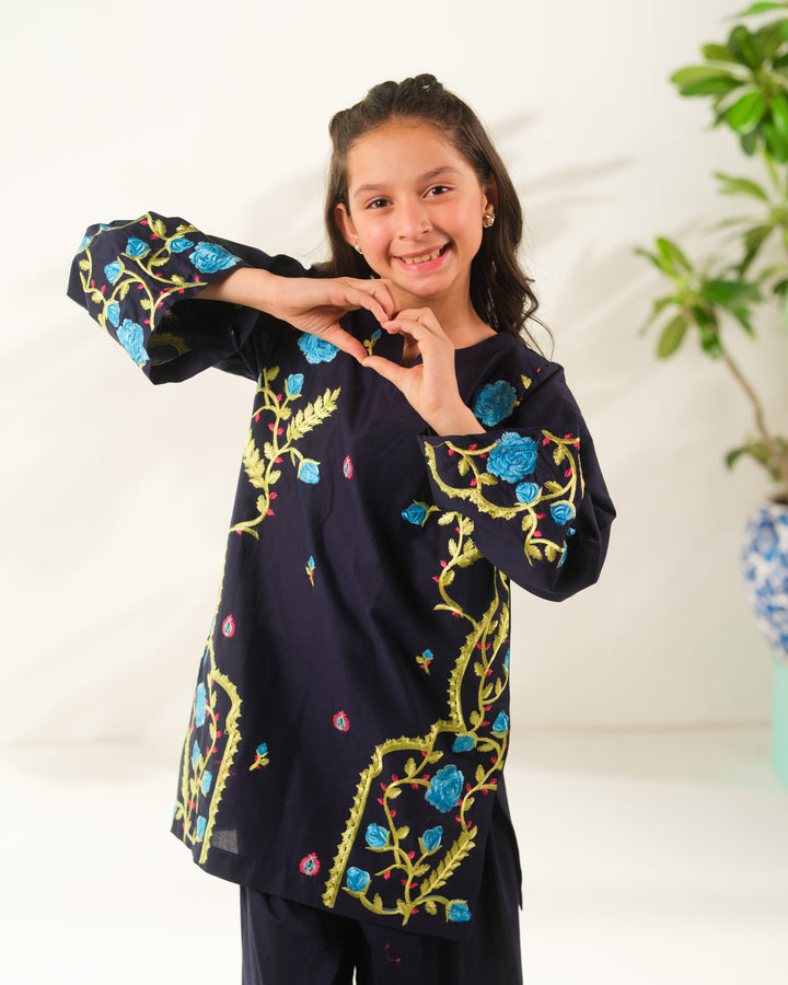 Sprinkles Girls RTW Embroidered Cotton 2 Piece Suit Cobalt Mosaic Casual Collection