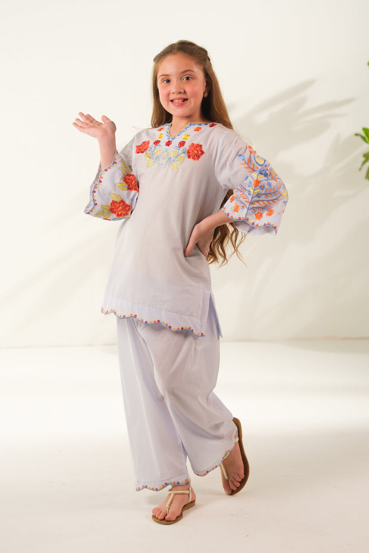 Sprinkles Girls RTW Embroidered Cotton 2 Piece Suit Pastel Glow Casual Collection