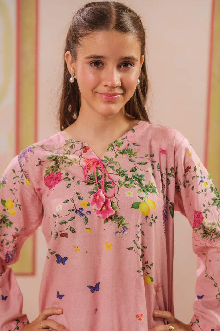 Sprinkles Girls RTW Printed Cotton 2 Piece Suit Rose Flutter Casual Collection