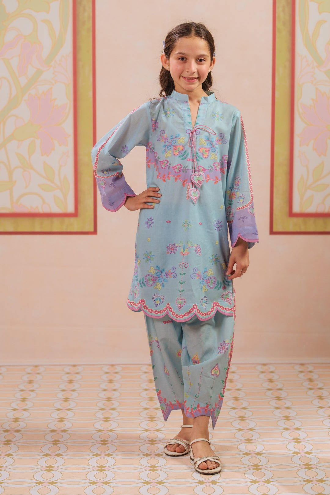 Sprinkles Girls RTW Printed Cotton 2 Piece Suit Heart Harmony Casual Collection