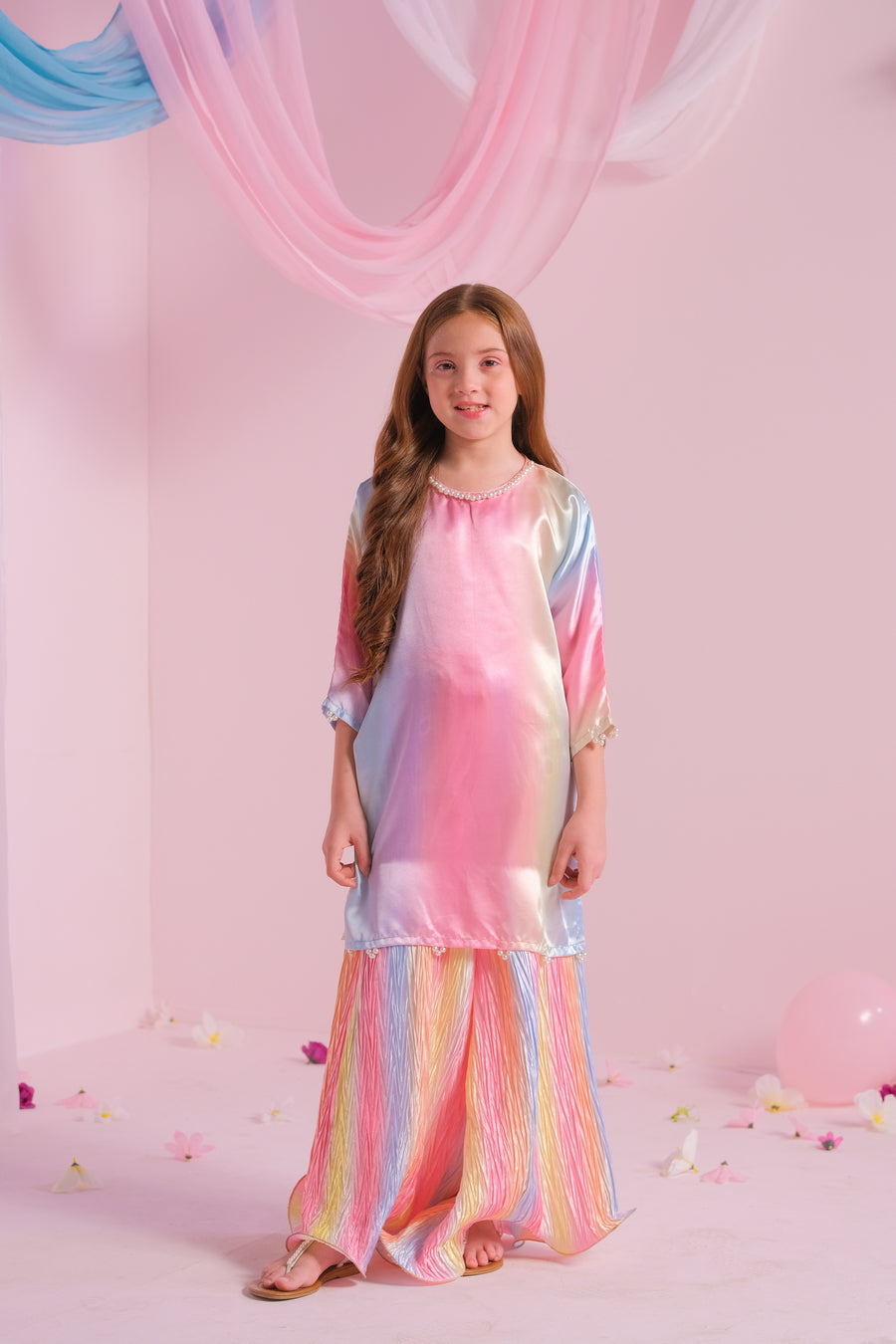Sprinkles Girls RTW Solids Silk 2 Piece Suit Candy Floss - Festive Collection