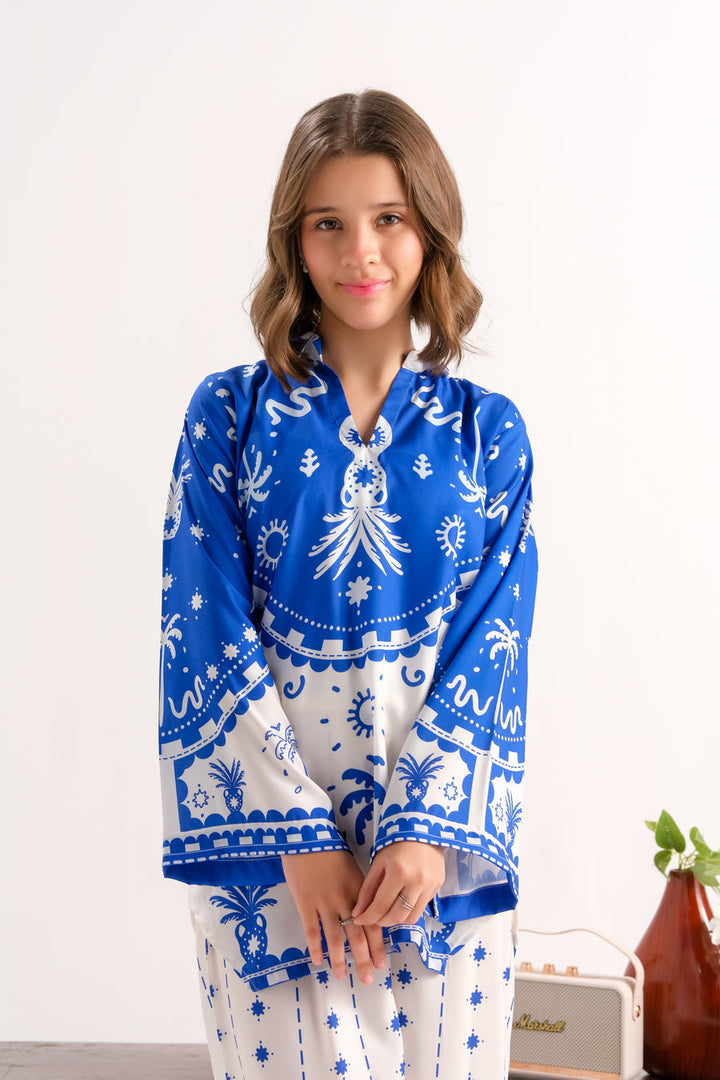 Sprinkles Girls RTW Printed Poly 2 Piece Suit Azure Palm Charm - Casual Collection