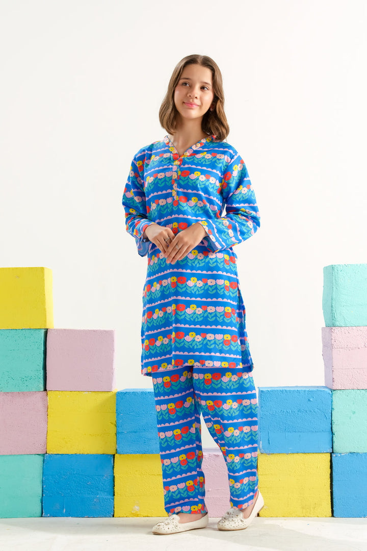 Sprinkles Girls RTW Printed Poly 2 Piece Suit Azure Carnival Bloom - Casual Collection