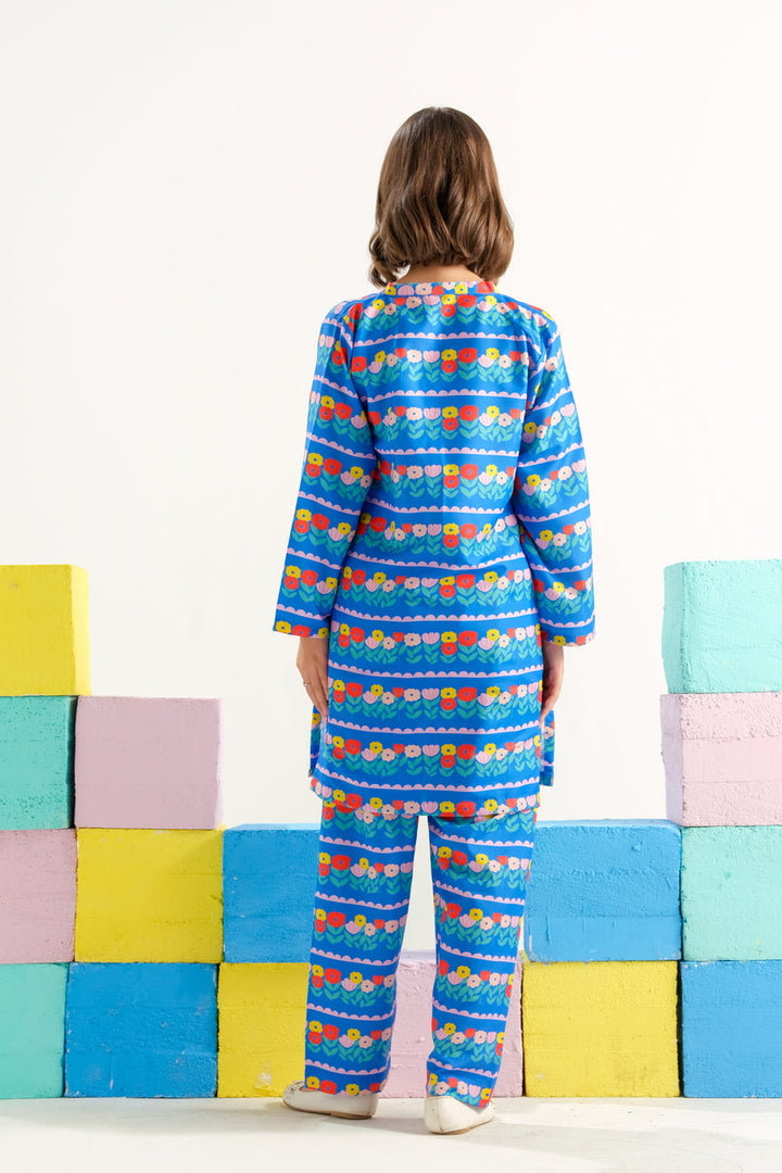 Sprinkles Girls RTW Printed Poly 2 Piece Suit Azure Carnival Bloom - Casual Collection