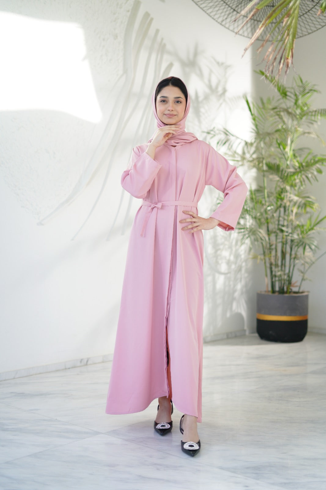 Sprinkles Girls Pret Abaya Printed Nidha Fabric Rose Aura with Stole SPDR915 - Summer Collection