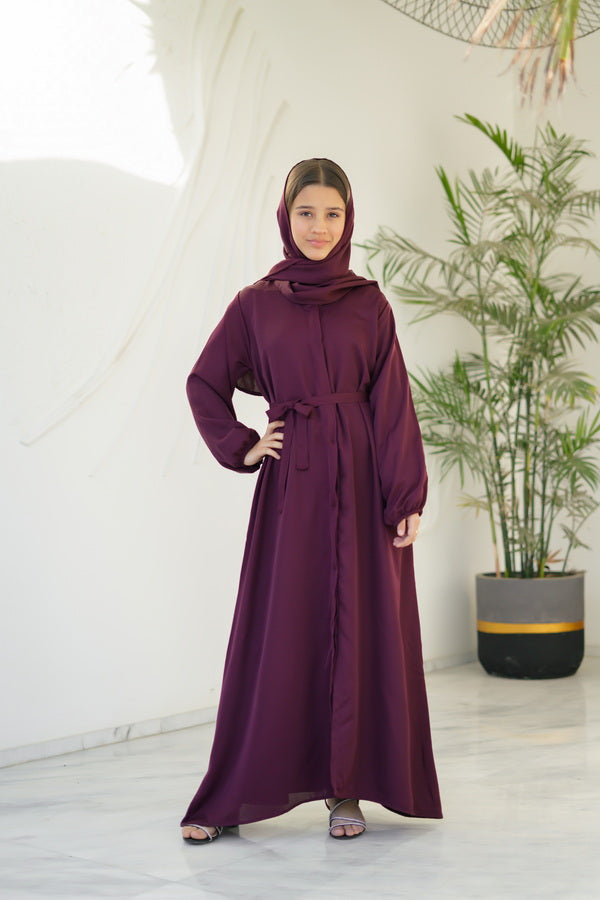 Sprinkles Girls Pret Abaya Printed Nidha Fabric Berry Dusk with stole SPDR916 - Summer Collection
