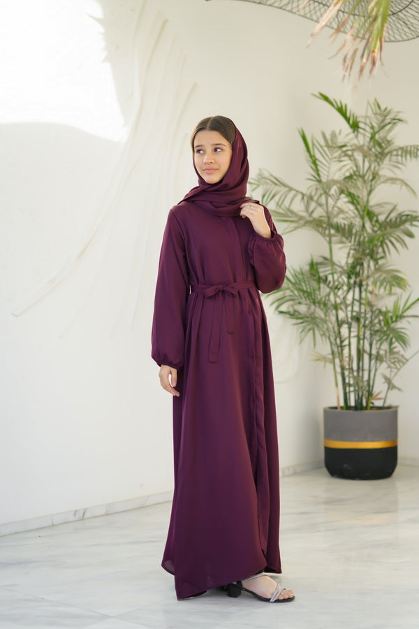 Sprinkles Girls Pret Abaya Printed Nidha Fabric Berry Dusk with stole SPDR916 - Summer Collection