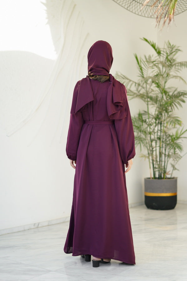 Sprinkles Girls Pret Abaya Printed Nidha Fabric Berry Dusk with stole SPDR916 - Summer Collection
