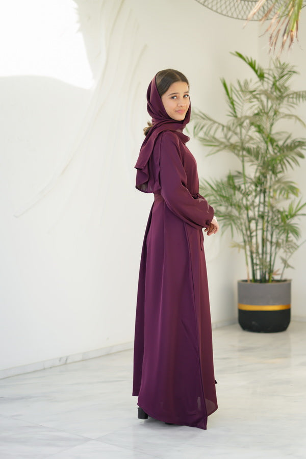 Sprinkles Girls Pret Abaya Printed Nidha Fabric Berry Dusk with stole SPDR916 - Summer Collection