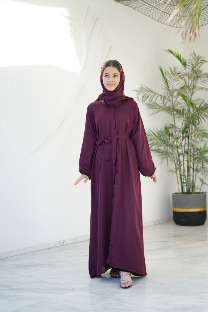 Sprinkles Girls Pret Abaya Printed Nidha Fabric Berry Dusk with stole SPDR916 - Summer Collection