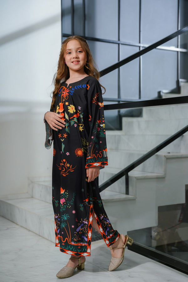 Sprinkles Girls Pret Kaftan Printed Dull Crepe Mystic Brushstroke SPDR920 - Summer Collection
